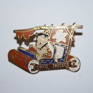 Vintage Flintstones Indy 76 Ohio Jaycees Lapel Pin 1.5"